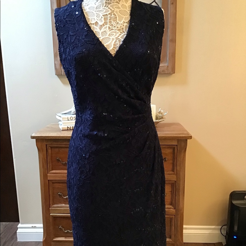 Ralph Lauren Midnight Blue Lace Midi Dress